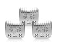 YAZIYIR Lot de 3 Lames de toilettage pour Chien en Acier Inoxydable 5FC compatibles avec Andis/Oster A5/Heiniger/Moser Max 50/Wahl, Taille 5FC, Lame 1/4 Pouce, Longueur de Coupe 6,3 mm