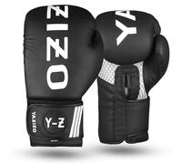 Yazizo Gants de boxe pour sparring et muay thaï en similicuir mat, gants incurvés avec crochet et jab cible pour frapper des sacs lourds, combat, sparring, kickboxing (340,2 g, noir/blanc)