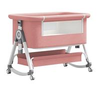 YAZOCO Berceau Bébé Lit Bébé 3 en 1 Lit Cododo Bébé & Lit Parapluie Bébé avec Matelas, Hauteur Réglable 6 Niveaux Inclinaison 5° Scientifique Berceau à Bascule Panier de Rangement (Rose)