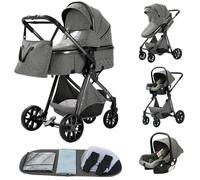 YAZOCO Poussette 3 en 1 Pliable Poussette Bebe Confort Moustiquaire, Couvre - Pieds, Porte - Gobelet, Coussin Poussettes et Landaus