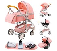 YAZOCO Poussette 3 en 1 Pliable Poussette Bebe Confort Moustiquaire, Couvre - Pieds, Porte - Gobelet, Coussin Poussettes et Landaus