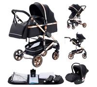 YAZOCO Poussette 3 en 1, Pliable Poussette Bebe Confort Moustiquaire, Couvre - Pieds, Porte - Gobelet, Coussin Poussettes et Landaus