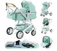 YAZOCO Poussette 3 en 1 Pliable Poussette Bebe Confort Moustiquaire, Couvre - Pieds, Porte - Gobelet, Coussin Poussettes et Landaus