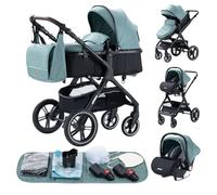 YAZOCO Poussette 3 en 1 Tout Terrain 0 à 4 Ans, Poussette Bébé Pliable, Compacte et Inclinable, Moustiquaire,Couvre - Pieds, Porte - Gobelet à Eau Sac de maman