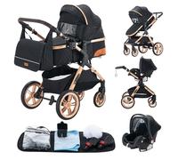 YAZOCO Poussettes 3 en 1 Citadines Poussettes Combinées Poussette Tricycle Baby Walker Poussette Haute Paysage Poussettes Pliantes Trolley Bébé Landau pour 0-36 (5 Noir)