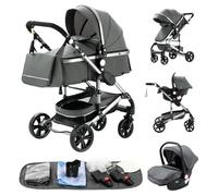 YAZOCO Poussettes 3 en 1 Citadines Poussettes Combinées Poussette Tricycle Baby Walker Poussette Haute Paysage Poussettes Pliantes Trolley Bébé Landau pour 0-36 (3 Gris)