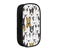 Yazs Trousse à crayons avec fermeture éclair pour bureau et école Motif chiens amusants Bull Terrier américain