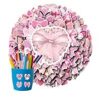 Yaztauho Autocollants d'arc mignons,autocollants d'arc - Autocollants décoratifs pour filles | avec nœud papillon pour filles, 110 pièces, autocollants esthétiques pour ordinateur