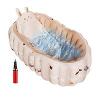 Yaztauho Baignoire Gonflable Bébé,Baignoire Bébé Voyage Gonflable Pour Tout-Petits - Accessoire de Douche Pliable avec Pompe pour Bain Piscine Maison Voyage Camping Plage Vacances Garçons Filles