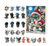 Yaztauho Calendrier De L'Avent Suspendu De Noël | Calendrier Pendentif Dragon Plat pour Compte à Rebours - Mignons Collectionnables 2D Plats, Souvenir Saisonnier | pour Cheminée, Arbre de Noël,