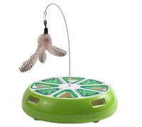 Yaztauho Jouets Interactifs Pour Chats - Plateau Tournant Intelligent Amusant Rechargeable avec Canne à Plumes,Jouets d'Exercice pour Chats | Pour Jeu en Intérieur Exercice Divertissement Lutte Contre