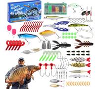 Yaztauho Kit Leurres de Pêche | Matériel Eau Douce | 101 Pièces Accessoires Poissons Leurres Crevettes pour Eau Douce Salée Rivière Lac Étang Côtier