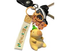 Yaztauho Porte-clés Capybara, porte-clés Capybara de dessin animé, Jouer de la musique Jouet Capybara réaliste, Pendentif drôle de Capybara, porte-clés animal réaliste, jouet Capybara,