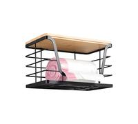 Yaztauho Porte-Sac Poubelle, Boîte Rangement Aliments avec Plateau Bois, Support à Sacs Poubelle Empilable pour Salle de Bain Buanderie Balcon Chambre Étudiante Salon Cuisine sous Évier