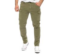 Yazubi Jayden - Pantalons de Travail Cargo Slim Fit pour Hommes - Pantalons de Travail Élastiques en Coton, Vert (Dusky Green 170517), W30/L34