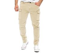 Yazubi Jayden - Pantalons en Coton pour Hommes - Pantalons Cargo Slim Fit pour Hommes - Pantalons Cargo Élastiques, Beige (Rainy Day 135304), W29/L30