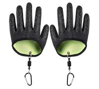 YAZWUR 1 Paire Gants de Pêche Imperméables Anti-Coupure et Anti-Perforation avec 2 Boucles Magnétiques Accessoires de Pêche pour Manipulation Sécurisée du Brochet Sandre Silure