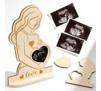YAZWUR 2 Pcs Cadre Photo Échographie pour Future Maman - Cadeau Femme Enceinte Amour au Premier Regard