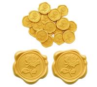 YAZWUR 30 Pièces Sceaux de Cire Autocollants Forme de Rose Stickers Décoratifs pour Mariage, Invitations, Cadeaux, Lettres (Or Clair)