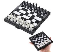 YAZWUR Jeu d'échecs magnétique, échiquier pliable, jeu echec magnetique pour enfants et adultes, mini échecs de voyage, fête de famille, magnetic chess (13 x 13 cm, noir et blanc)