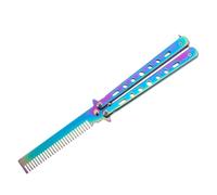 YAZWUR Peigne Papillon Pliable, Outil en Métal, Peigne de Poche Rotatif, Accessoire de Coiffure pour Coiffeur et Sécurité pour Tondeuse à Cheveux, Style, Couteau d'Entraînement (Multicolore)