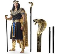 YAZWUR Sceptre de serpent, 3 pièces, déguisement pour carnaval, fête à thème et Halloween, accessoire pour déguisement vaudou, africain, pharaon ou egyptien, canne maléfique pour homme (81 cm)