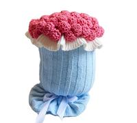 YB-FCJKPA Bouquet de Fleurs au Crochet Coussin avec Couverture Douce, Romantique pour Anniversaire, Saint-Valentin, Décoration Intérieure, Lit, Canapé (Rose Pink)