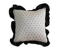 YB-FCJKPA French Country Polka Dot Ruffle Throw Pillow Covers, Decorative Pillowcase Boho Farmhouse Cushion Covers for Sofa Bed Living Room Home Decor (Black-45x45cm)