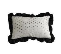 YB-FCJKPA French Country Polka Dot Ruffle Throw Pillow Covers, Decorative Pillowcase Boho Farmhouse Cushion Covers for Sofa Bed Living Room Home Decor (Black-30x50cm)