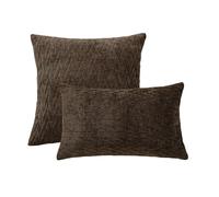 YB-FCJKPA Pack of 2 Chenille Quilted Throw Pillow Cover, Geometric Wave Cushion Cover Decorative Throw Pillow Case for Home Decor (Brown)