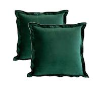 YB-FCJKPA Pack of 2 Solid Square Velvet Throw Pillow Cover, Decorative Pillowcase, Breathable Cushion Cover for Home Decor (Dark Green)