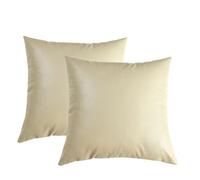 YB-FCJKPA Set of 2 Faux Leather Throw Pillow Covers, 18 x 18 inch Luxury Modern Pillowcases Solid Decorative Square Cushion Cases for Home Decor (Champagne)