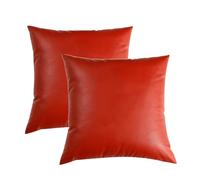 YB-FCJKPA Set of 2 Faux Leather Throw Pillow Covers, 18 x 18 inch Luxury Modern Pillowcases Solid Decorative Square Cushion Cases for Home Decor (Red)