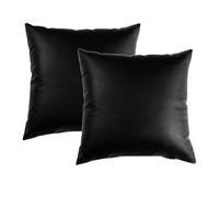 YB-FCJKPA Set of 2 Faux Leather Throw Pillow Covers, 18 x 18 inch Luxury Modern Pillowcases Solid Decorative Square Cushion Cases for Home Decor (Black)