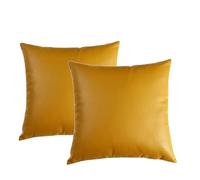 YB-FCJKPA Set of 2 Faux Leather Throw Pillow Covers, 18 x 18 inch Luxury Modern Pillowcases Solid Decorative Square Cushion Cases for Home Decor (Caramel)