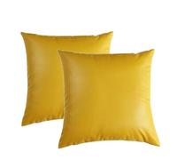 YB-FCJKPA Set of 2 Faux Leather Throw Pillow Covers, 18 x 18 inch Luxury Modern Pillowcases Solid Decorative Square Cushion Cases for Home Decor (Yellow)