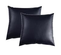 YB-FCJKPA Set of 2 Faux Leather Throw Pillow Covers, 18 x 18 inch Luxury Modern Pillowcases Solid Decorative Square Cushion Cases for Home Decor (Navy Blue)