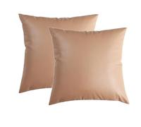YB-FCJKPA Set of 2 Faux Leather Throw Pillow Covers, 18 x 18 inch Luxury Modern Pillowcases Solid Decorative Square Cushion Cases for Home Decor (Pink)