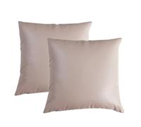 YB-FCJKPA Set of 2 Faux Leather Throw Pillow Covers, 18 x 18 inch Luxury Modern Pillowcases Solid Decorative Square Cushion Cases for Home Decor (Light Pink)