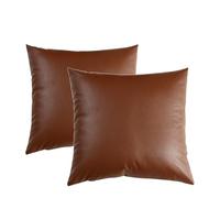 YB-FCJKPA Set of 2 Faux Leather Throw Pillow Covers, 18 x 18 inch Luxury Modern Pillowcases Solid Decorative Square Cushion Cases for Home Decor (Coffee)