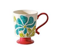 YB-FCJKPA Tasse de Thé Haute en Céramique Embossée Vintage avec Cuillères, Tasses Florales, Tasses en Porcelaine à Motifs Floraux (B)