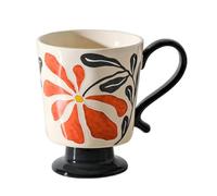 YB-FCJKPA Tasse de Thé Haute en Céramique Embossée Vintage avec Cuillères, Tasses Florales, Tasses en Porcelaine à Motifs Floraux (A)