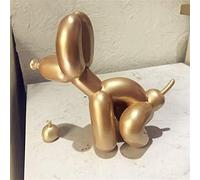 YB&GQ Chien Et Caca Brillants De Ballon Figurines,Jeff Koons Art Sculpture Fait à La Main Chiot Statues Créatif Cadeau Moderne Décoration Office Ornements d'or 23x9.5x22cm(9x4x9inch)