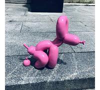 YB&GQ Chien Et Caca Brillants De Ballon Figurines,Jeff Koons Art Sculpture Fait à La Main Chiot Statues Créatif Cadeau Moderne Décoration Office Ornements Rose 23x9.5x22cm(9x4x9inch)