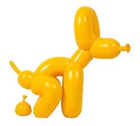 YB&GQ Chien Et Caca Brillants De Ballon Figurines,Jeff Koons Art Sculpture Fait à La Main Chiot Statues Créatif Cadeau Moderne Décoration Office Ornements Jaune 23x9.5x22cm(9x4x9inch)