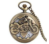 YBAAKZIIR Montre de Poche, Pendentif de Poche en Bronze Creux Style Punk for Moto, Accessoire rétro for Homme et Femme