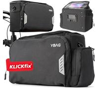 YBAG - Sacoche de guidon de vélo durable compatible avec KLICKfix (convient pour vélo électrique) - Grand volume et de nombreux compartiments - Imperméable avec housse de pluie