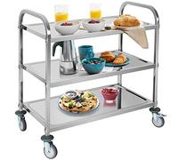 ybaymy Chariot de service en acier inoxydable à 3 étages avec roulettes - Chariot de cuisine sur roulettes - 95 x 50 x 95 cm - Charge maximale : 240 kg