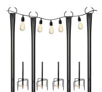 ybaymy Lot de 4 guirlandes lumineuses de 3 m - Crochet de berger de jardin pour guirlandes lumineuses en extérieur - En métal - Avec fourchette - Support de guirlande lumineuse d'extérieur pour