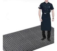 ybaymy Tapis d'extérieur en caoutchouc 90 x 210 cm, tapis de sol commercial en caoutchouc, grand tapis anti-fatigue, tapis d'entrée extérieur antidérapant avec trous de drainage, pour cuisine